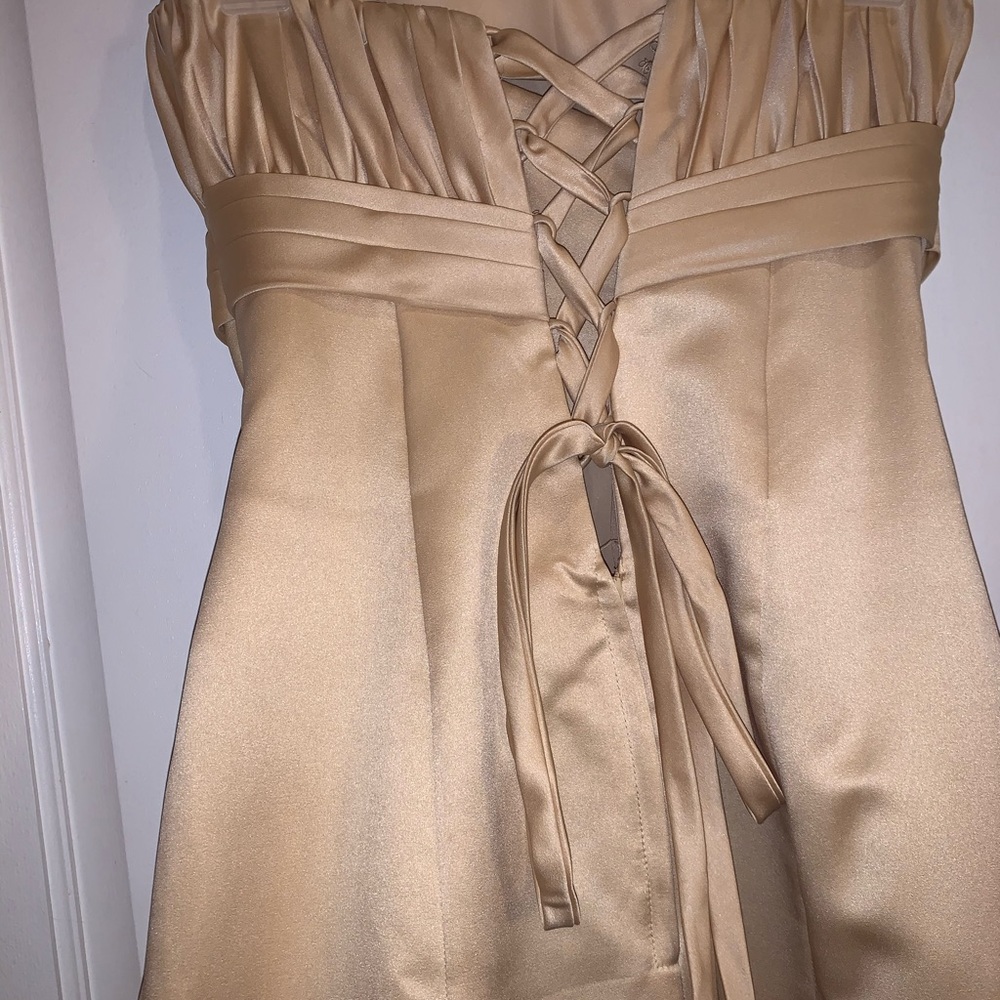 Classic Gold Strapless Corset Prom Dress
